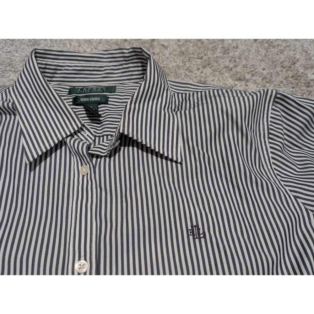 Lauren Ralph Lauren Women's Non-Iron Striped Button-Down Shirt 1X - Picture 2 of 6